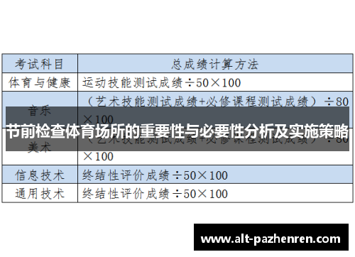 节前检查体育场所的重要性与必要性分析及实施策略 节前检查体育场所的重要性与必要性分析及实施策略