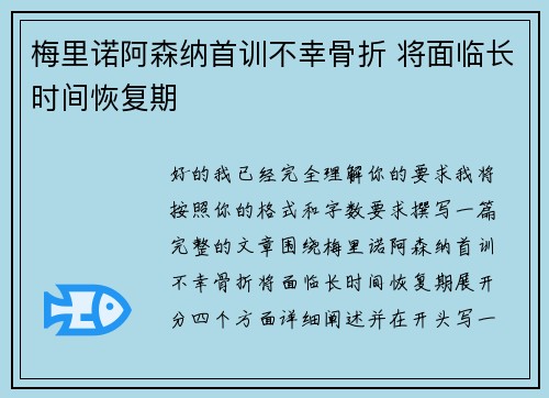 梅里诺阿森纳首训不幸骨折 将面临长时间恢复期 梅里诺阿森纳首训不幸骨折 将面临长时间恢复期